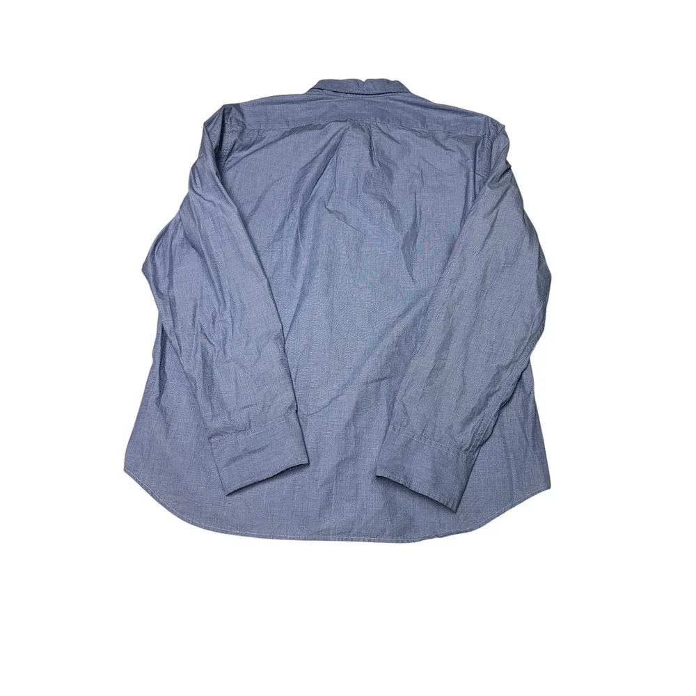J. Crew Secret‎ Wash Shirt Mens Large Blue Organic Cotton Stretch Untucked Fit